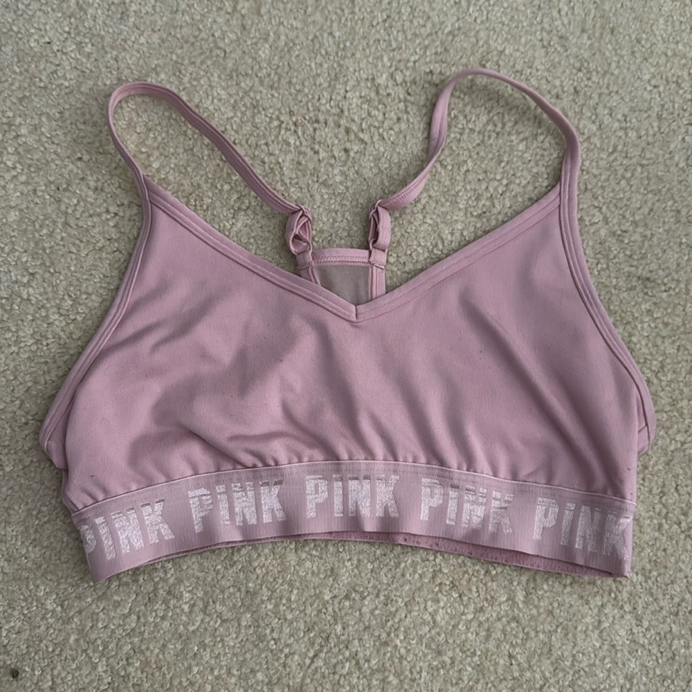A light pink size small sports bra from pink